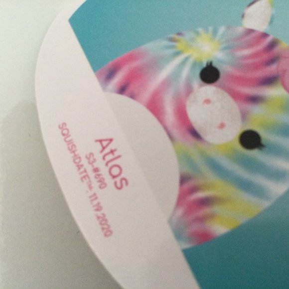 Squishmallows Clip 3.5" Atlas Unicorn Rainbow Tie Dye NWT - Picture 7 of 7